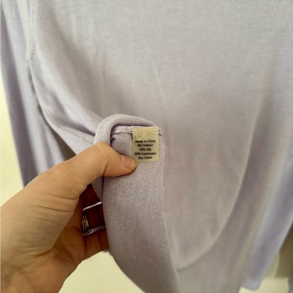 Kinross Women’s XS Light Lavender One Button Cardigan Silk Cashmere - Picture 7 of 7